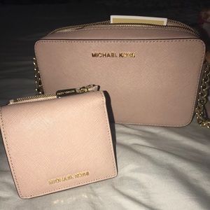Rose pink MK crossbody with matching wallet